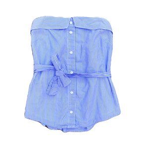 {Anthropologie} Alanna Pinstripe Strapless Blouse